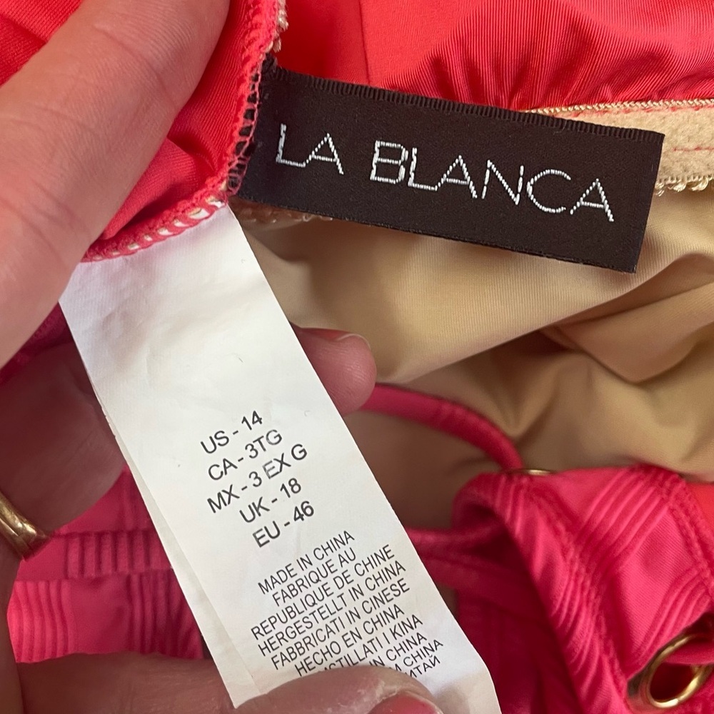 La Blanca Women's 14 Linea Costa One-Shoulder One-Piece Swimsuit, Coral Sun - Picture 7 of 10